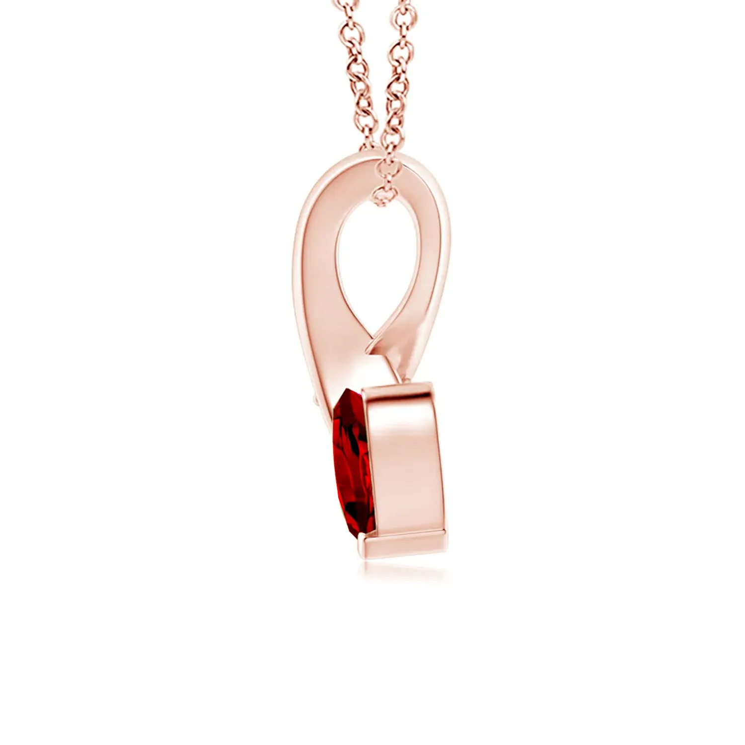 1 CT. Heart-Shaped Ruby Ribbon Pendant with Diamond