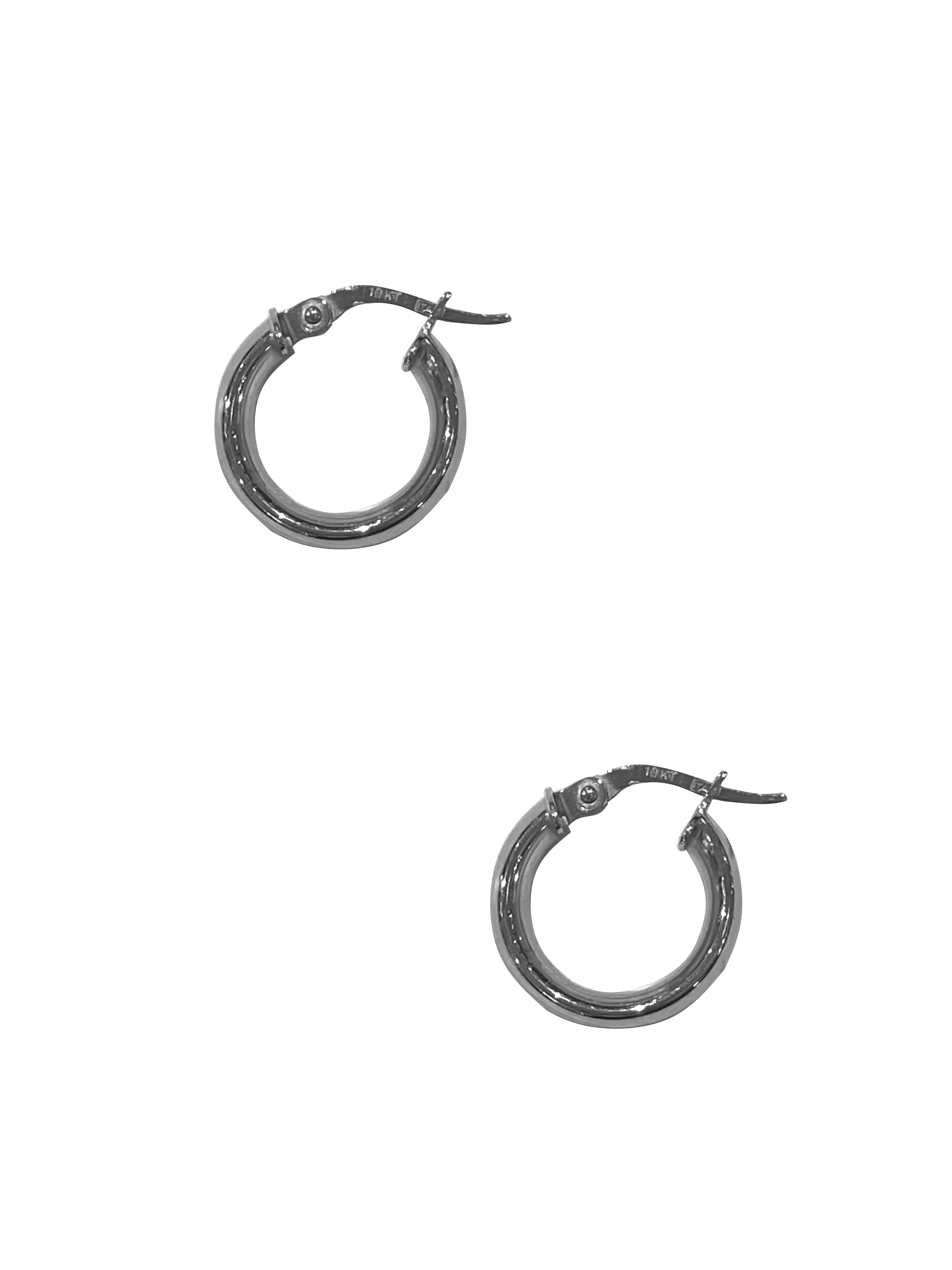 10K White Gold Wide Hoops