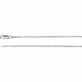 14K White Gold Diamond Cut Rope Chain, 18 Inches Long 1.3 mm  - CH947