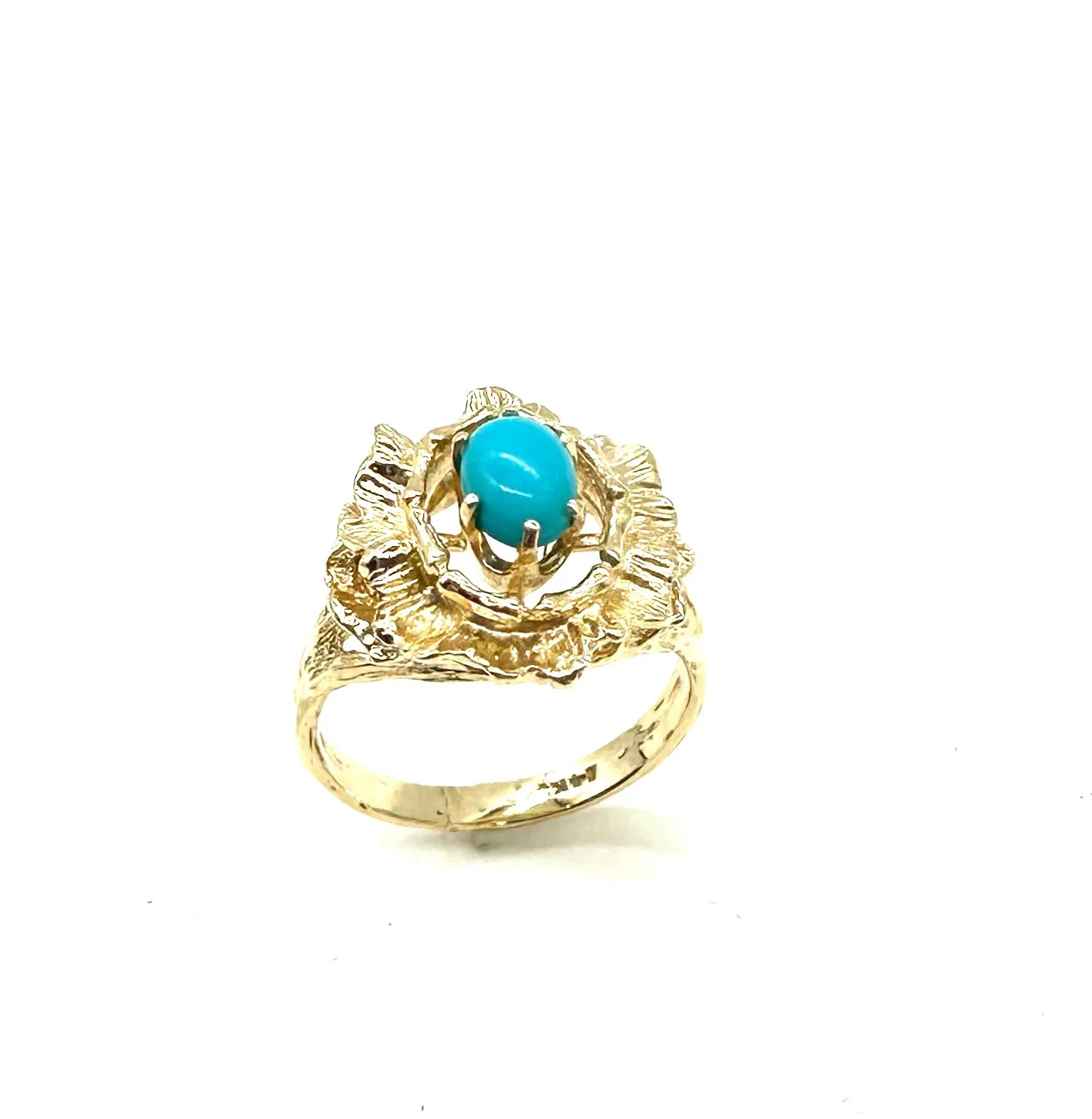 14k Yellow Gold & Oval Turqoise Ring