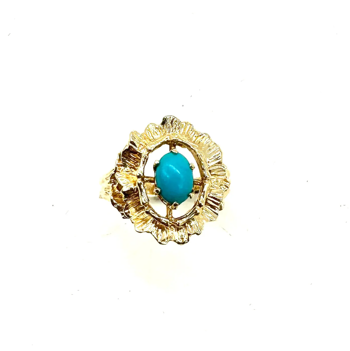 14k Yellow Gold & Oval Turqoise Ring