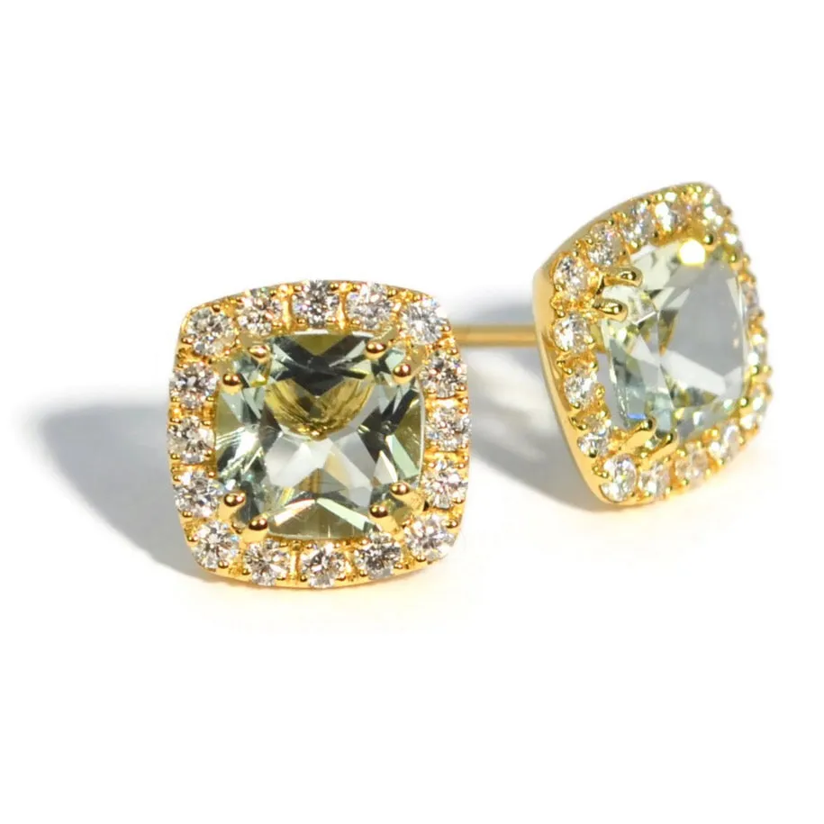 A & Furst - Dynamite - Stud Earrings with Prasiolite and Diamonds, 18k Yellow Gold