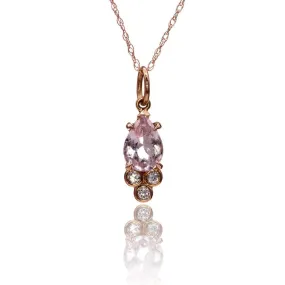 Accented Pear Morganite & Moissanite 14k Rose Gold Pendant Necklace, Ready to Ship