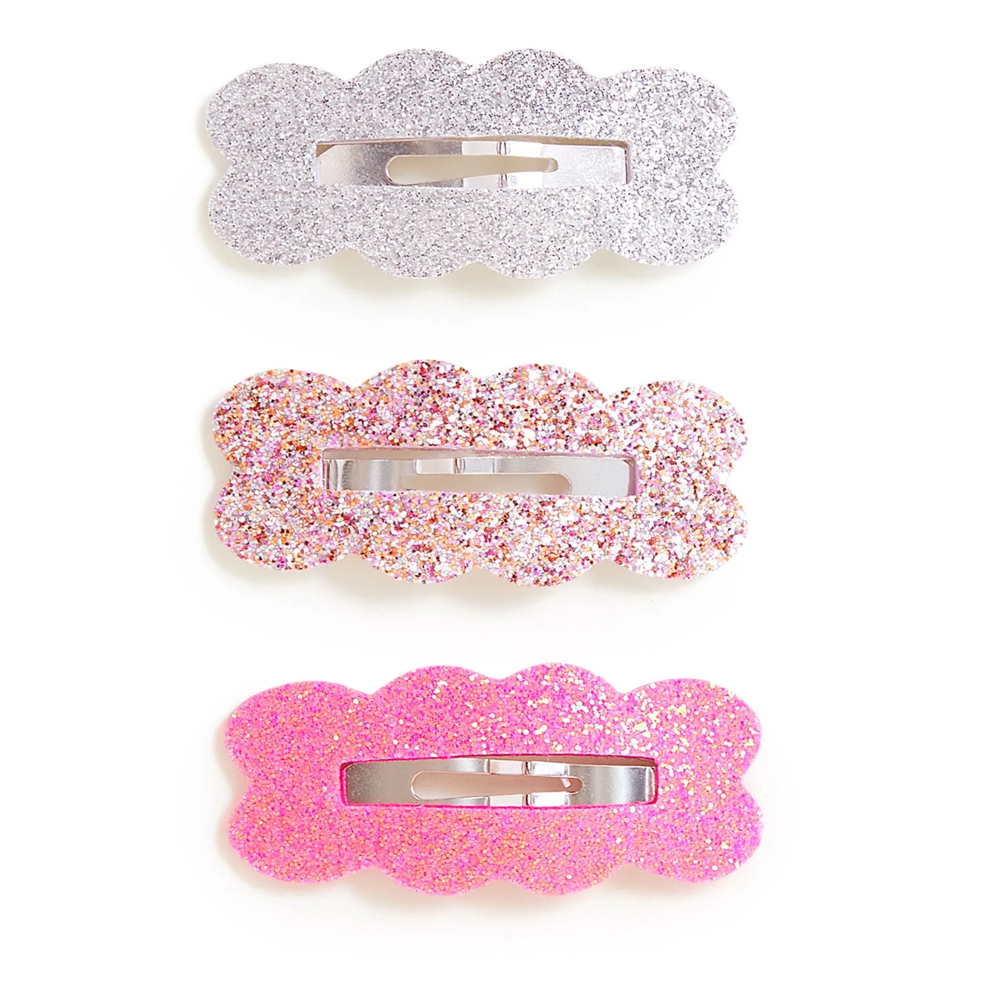 Accessorize London Girl's  Glitter Scallop Hair Clips Set Of Three