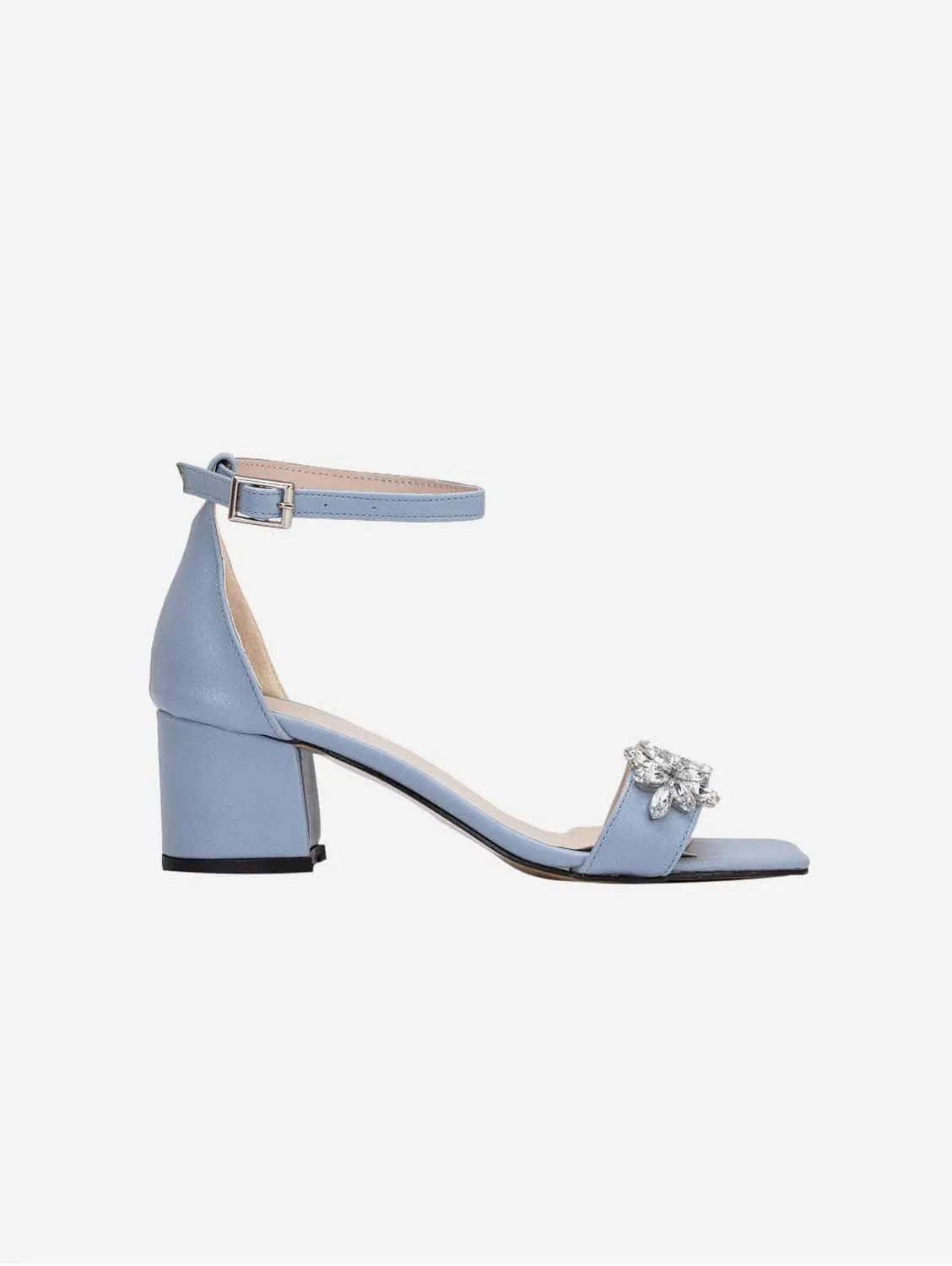 Adeline Vegan Leather Rhinestone Wedding Shoes | Blue