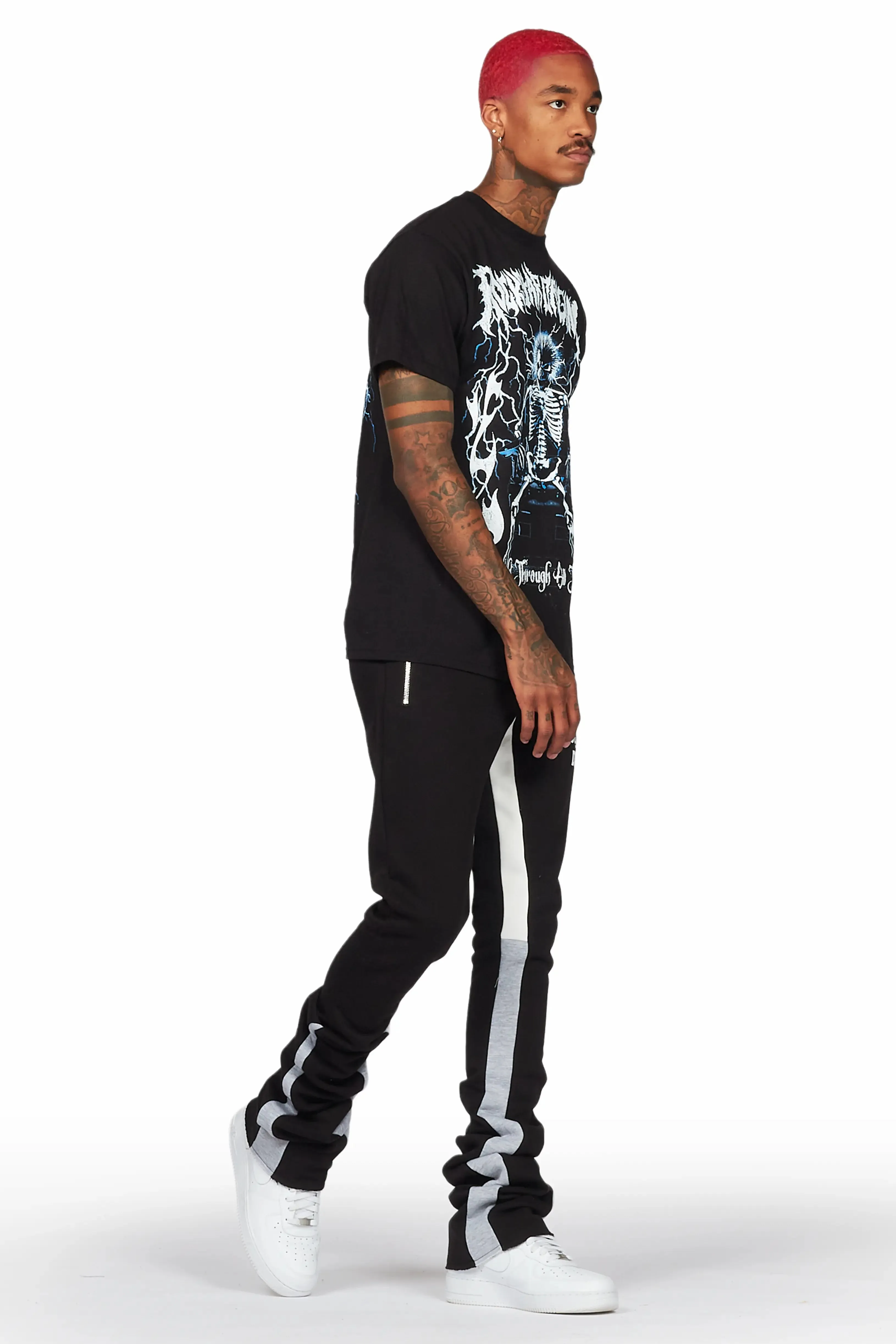 Alpine Black/White Super Stacked Trackpant