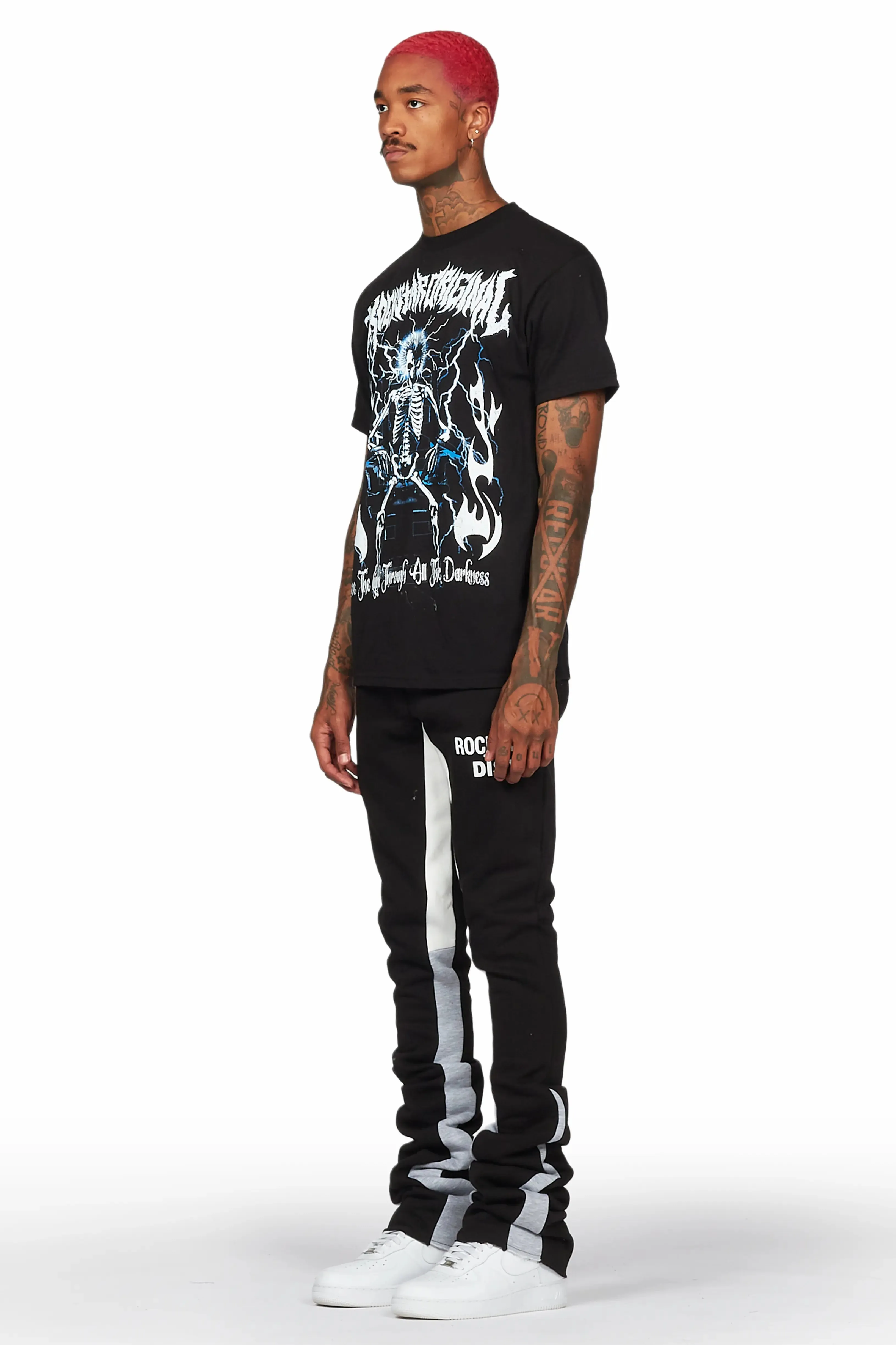 Alpine Black/White Super Stacked Trackpant