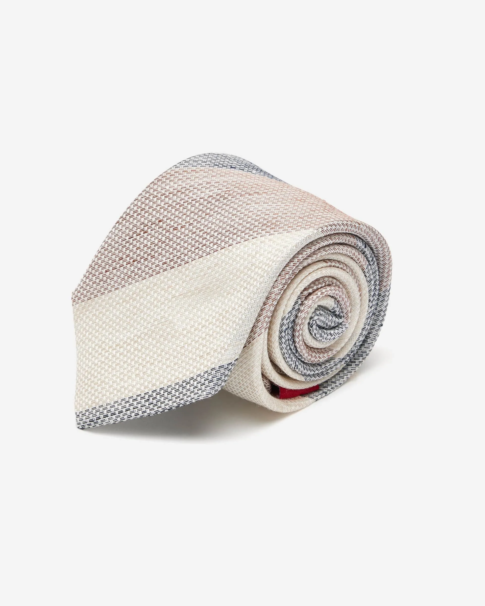 Beige Thick Stripe Silk Tie