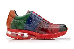 Belvedere - George, Genuine Ostrich Multi-Color Hand Painted Sneaker - Multi Color - E16