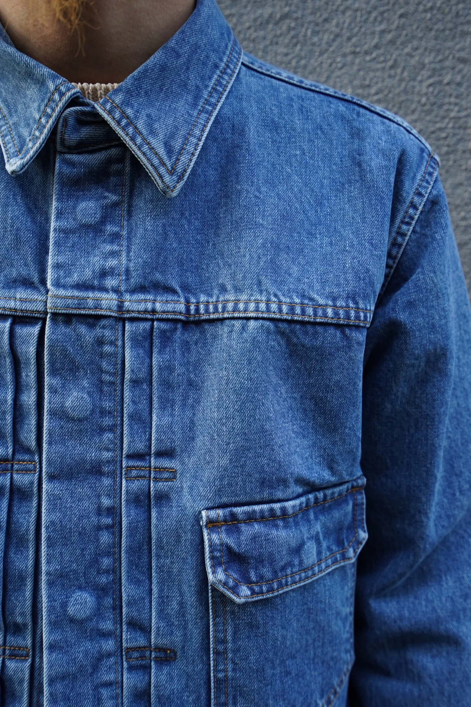 Bleaching Denim Blouson (L.BLUE)