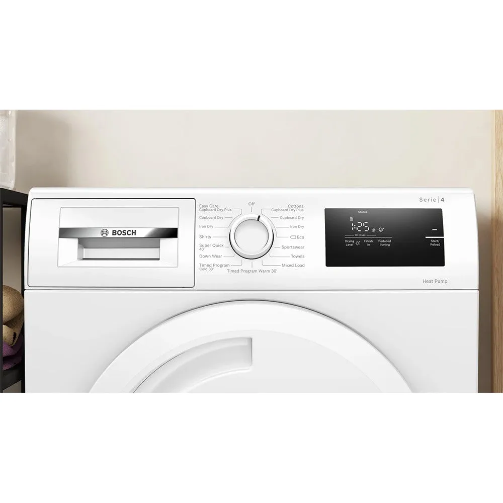 Bosch Series 4 8KG Freestanding Heat Pump Tumble Dryer - White | WTH84001GB