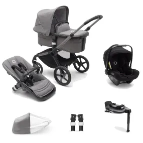 Bugaboo Fox 5, Nuna Turtle and Base Travel System - Graphite/Grey Melange/Grey Melange