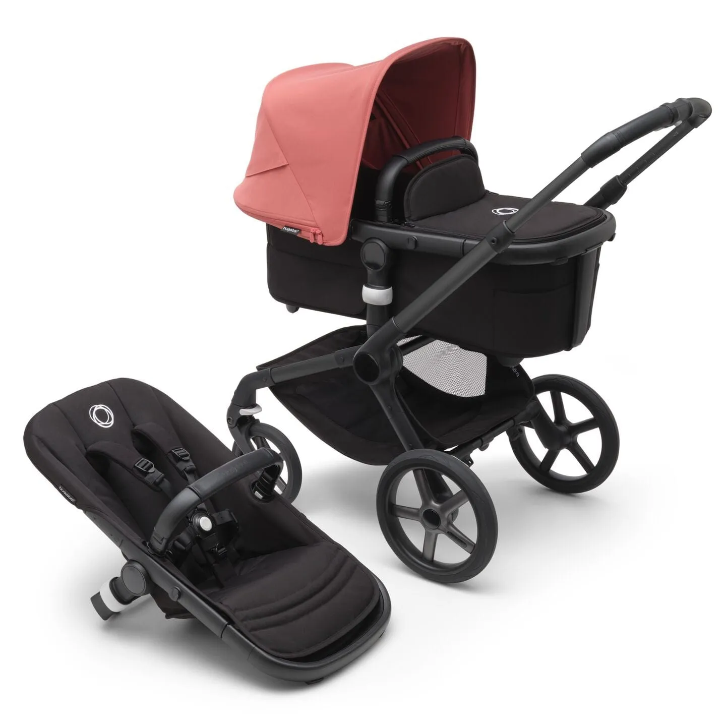 Bugaboo Fox 5, Pebble 360 Ultimate Travel System - Black/Midnight Black/Sunrise Red