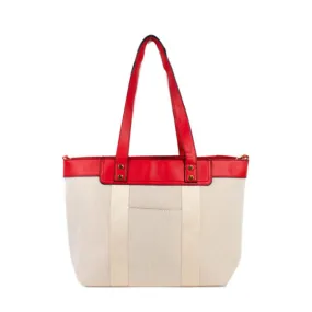 Color-block canvas tote - red