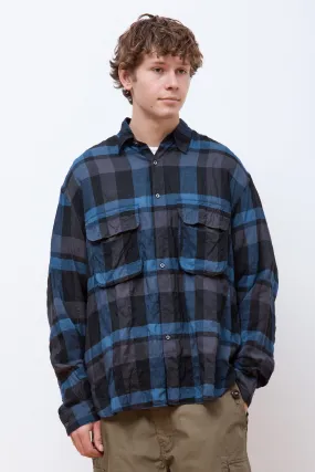 Comfy Wide Shirt Navy Check