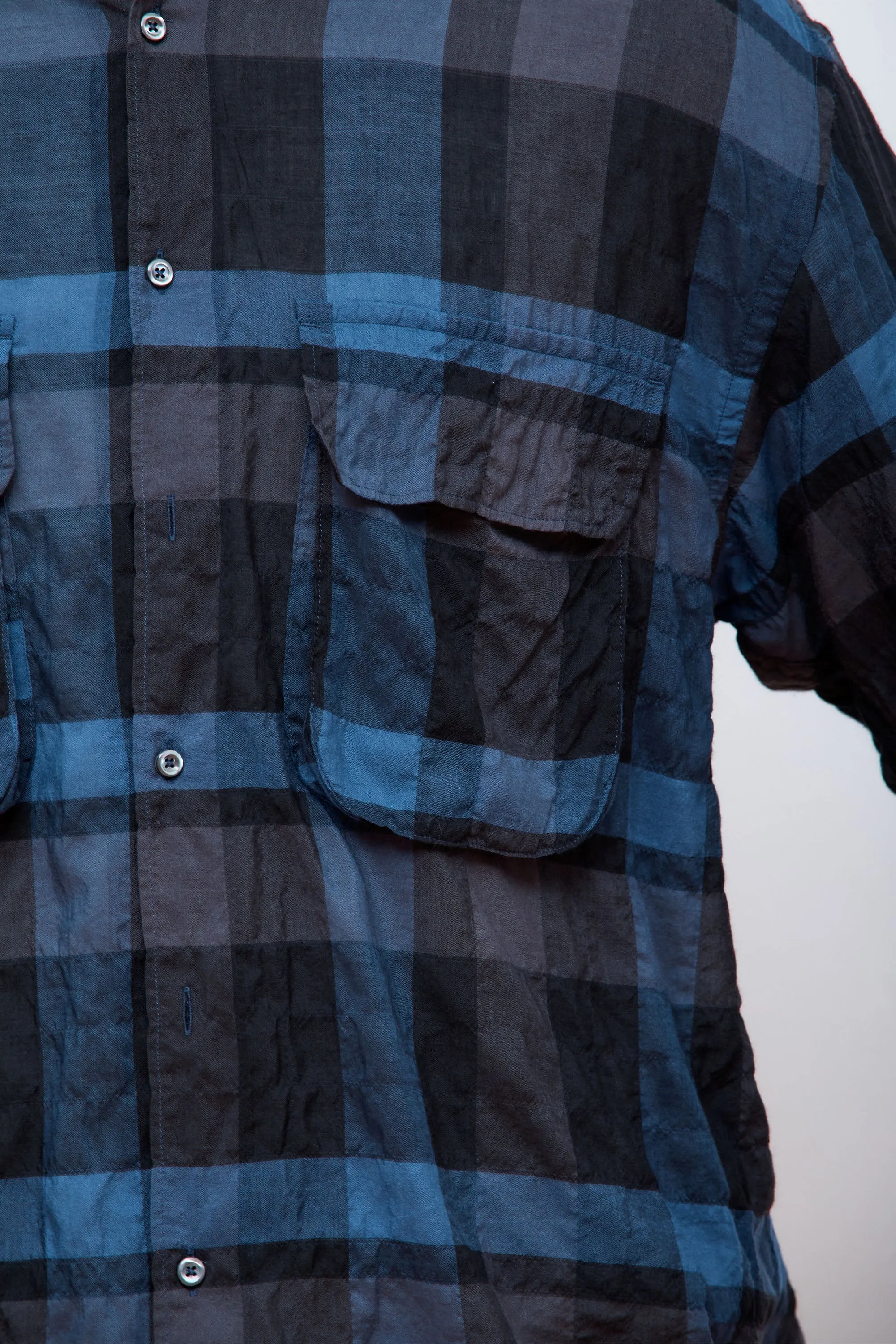 Comfy Wide Shirt Navy Check