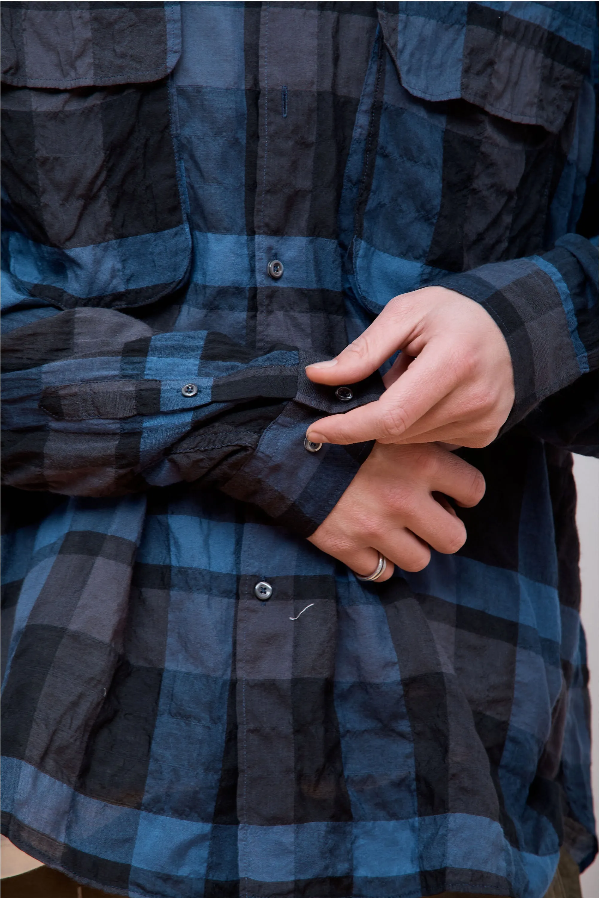 Comfy Wide Shirt Navy Check