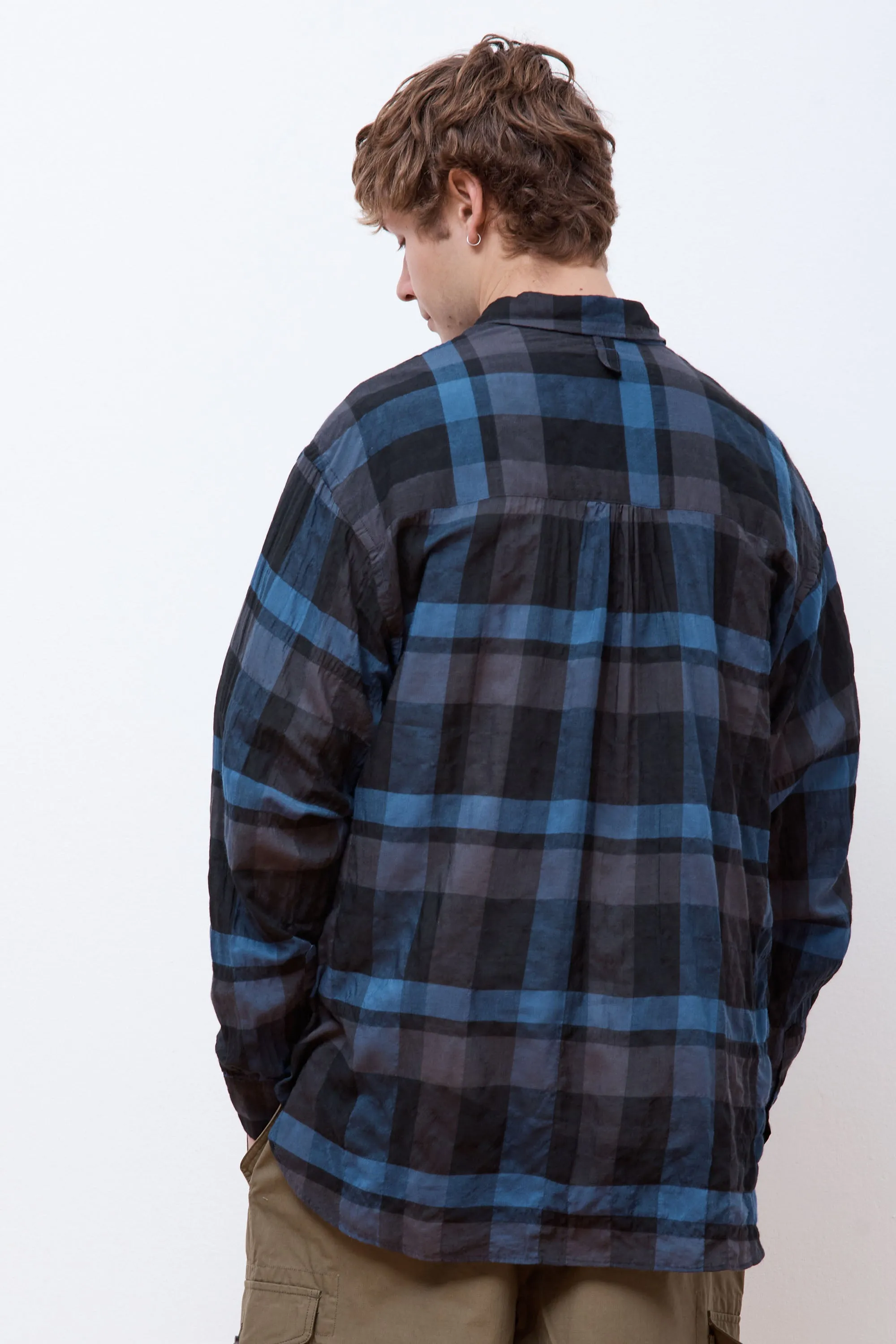 Comfy Wide Shirt Navy Check