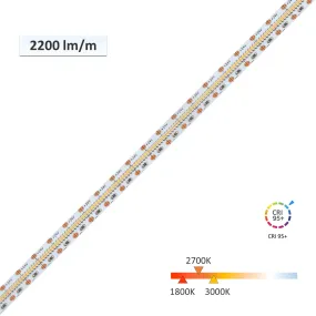 CRI-MAX CRI 95  High Brightness LED Flexible Strip 1800K 2700K 3000K  - 700 LEDs/m - 5m/Reel