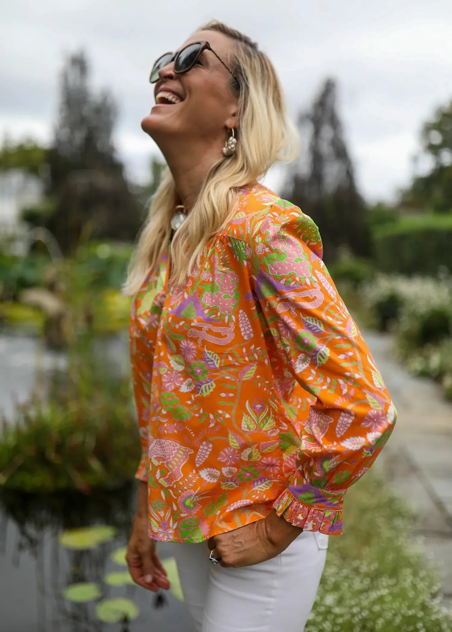 Eden Orange Long Sleeve Aspen Blouse