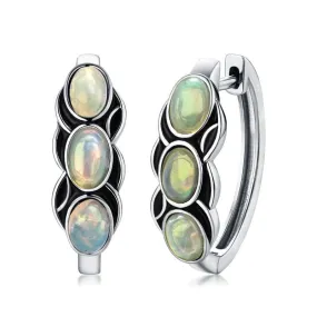 Ethiopian (Welo) Opal Earrings - 925 Sterling Silver for Women