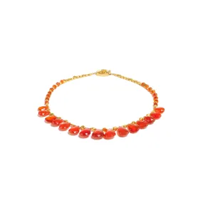 Fire Opal Briolette & Gold Necklace