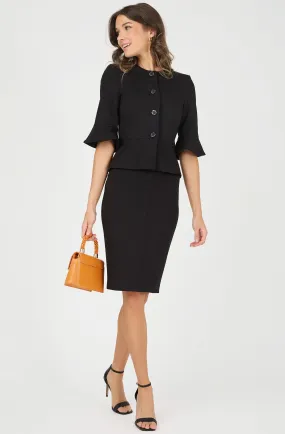 Fitted Peplum Jacket with Ruffle Sleeves