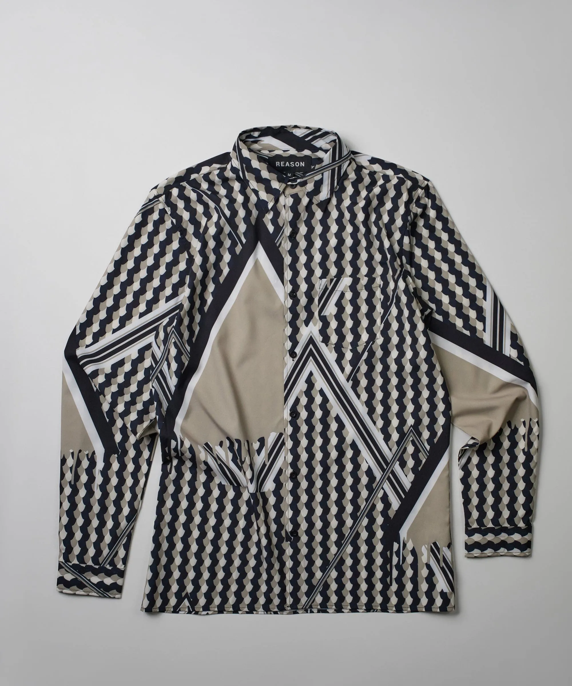 Geo Print Long Sleeve Woven Shirt