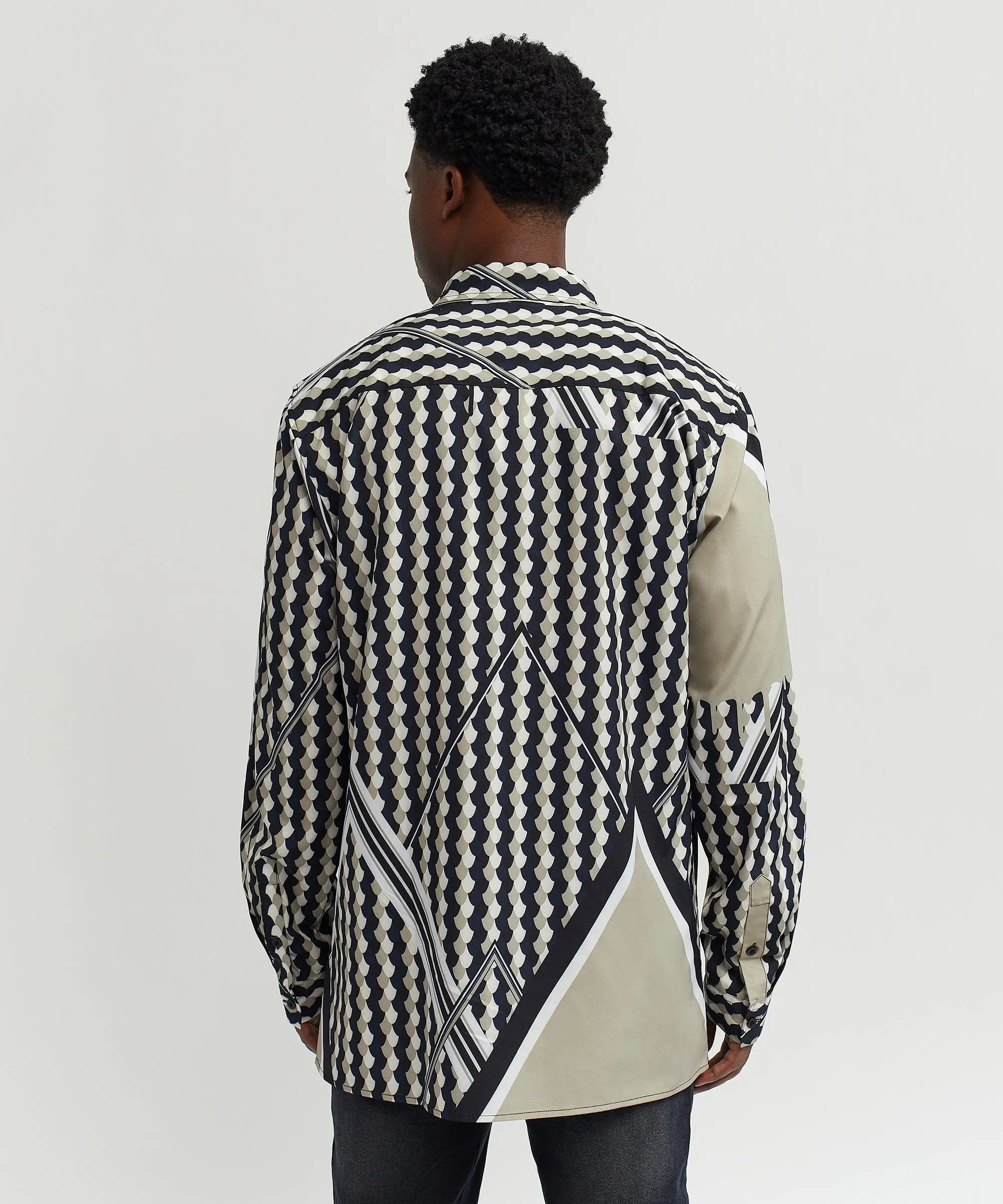 Geo Print Long Sleeve Woven Shirt