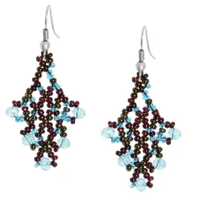 Hand Beaded Earrings - Blue