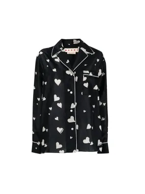 Heart Print Shirt in Black