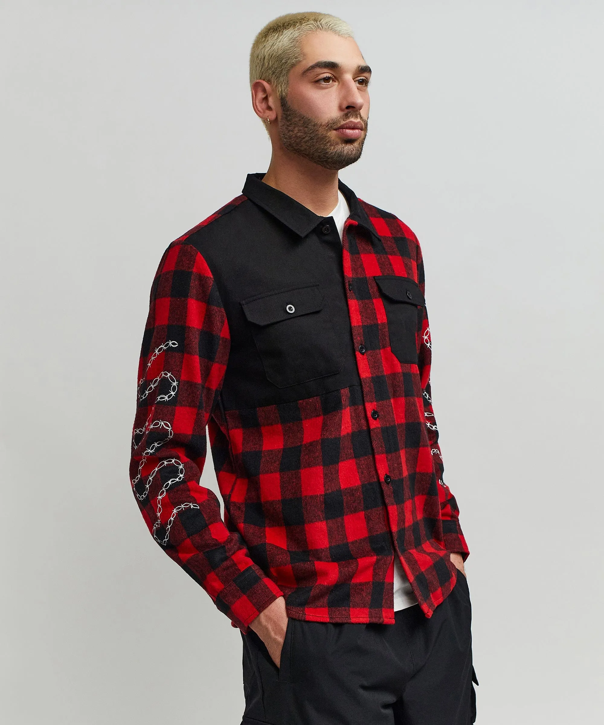 Heaven Work Flannel Long Sleeve Shirt - Red