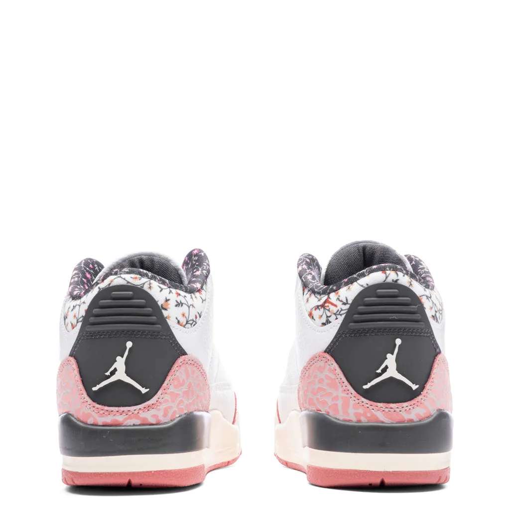 Jordan 3 Retro (PS) 'Vintage Floral' - White/Anthracite/Red Stardust