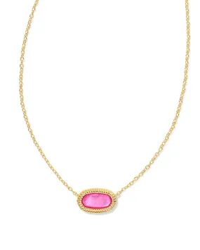 Kendra Scott Elisa Ridge Framed Oval Pendant Necklace in Azalea Illusion and Gold Plated