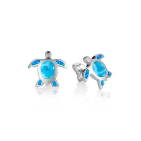 Larimar & Opal Lihue Honu Earrings