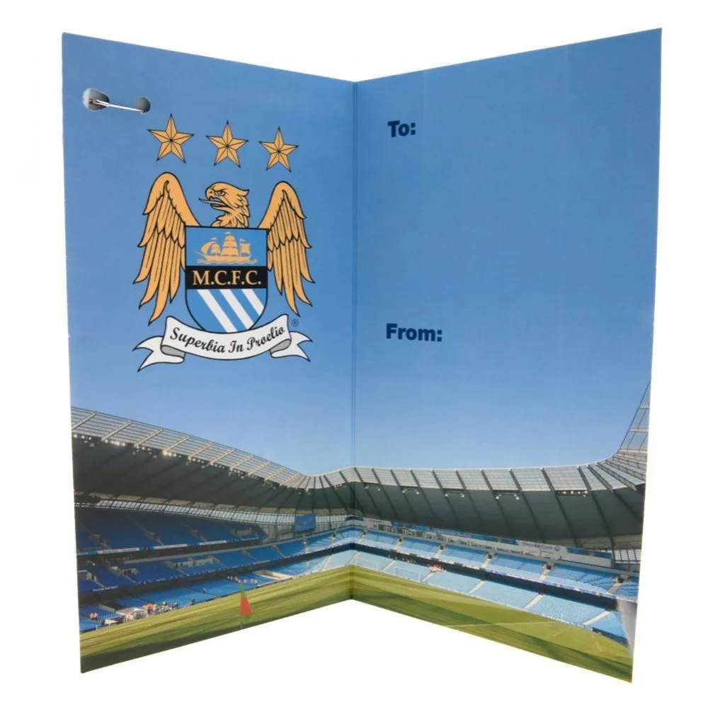 Manchester City Birthday Card & Badge EST