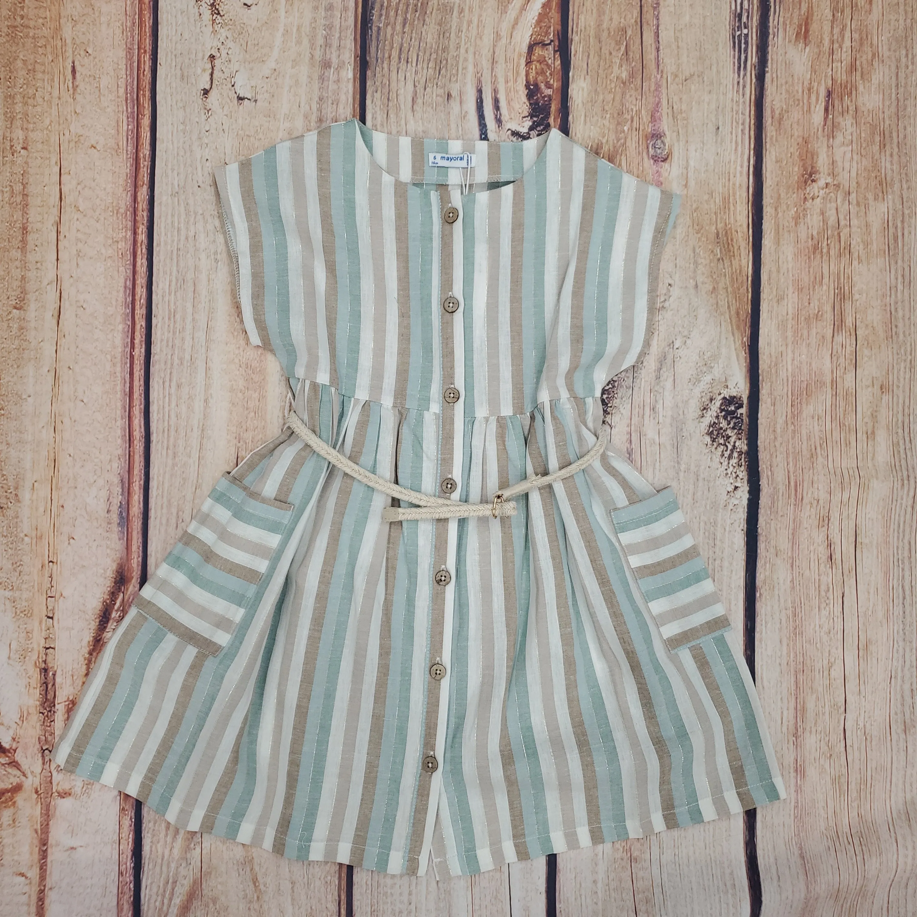 Mayoral Multi Color Stripes Linen Dress