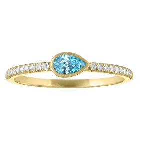 My Story The Lizzo Pear Shaped Bezel Set Aquamarine Ring