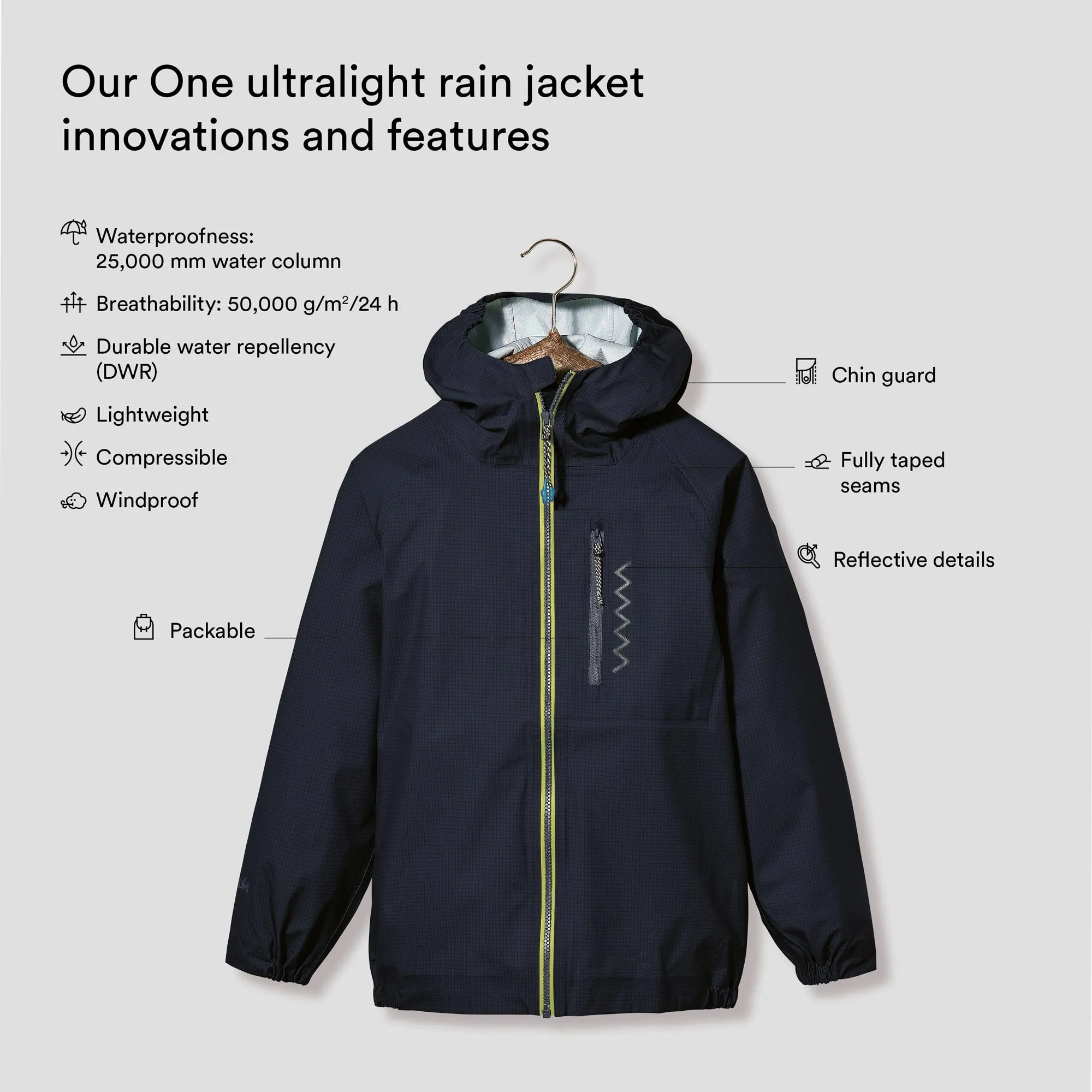 One ultralight rain jacket