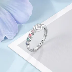 Personalized Engraving 4 Stones Knot Rings for Women