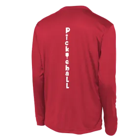 Pickleball (Vertical) Customizable | Men's Long Sleeve Athletic Pickleball Shirt | 100% Polyester