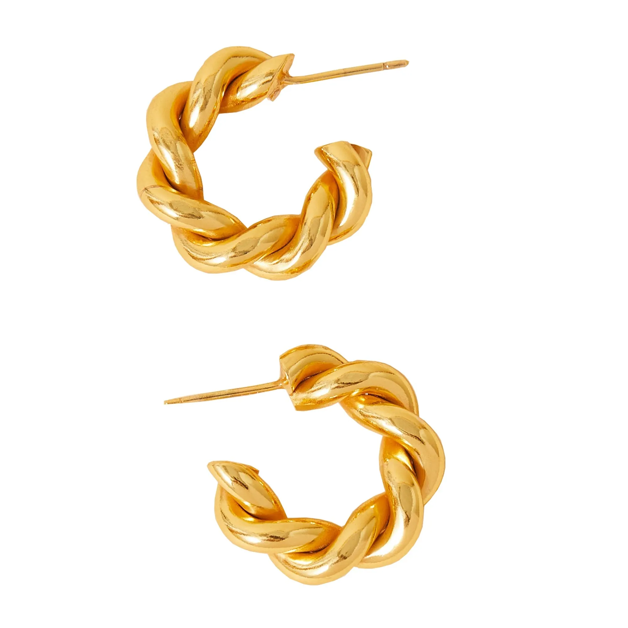 Real Gold Plated Z Heirloom Chunky Twist Earrings For Women By Accessorize London