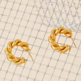 Real Gold Plated Z Heirloom Chunky Twist Earrings For Women By Accessorize London