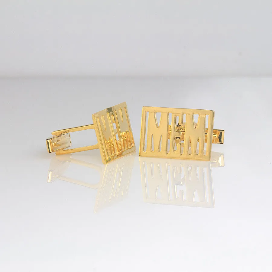 Rimmed Block Monogram Cuff Links