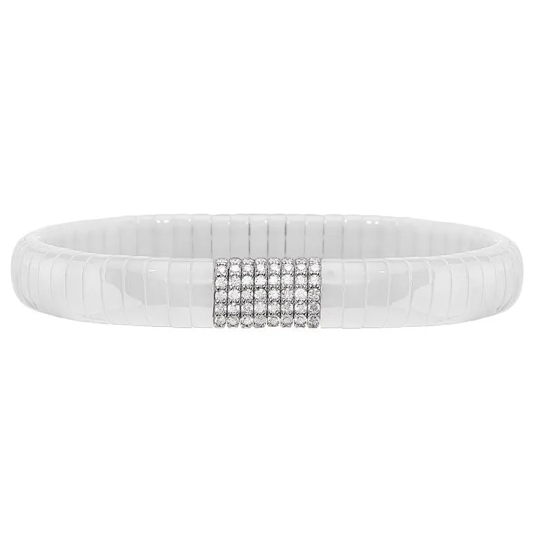 Roberto Demeglio Pura White Ceramic Bracelet 8 Diamond Section White Gold GC4B1DBOB