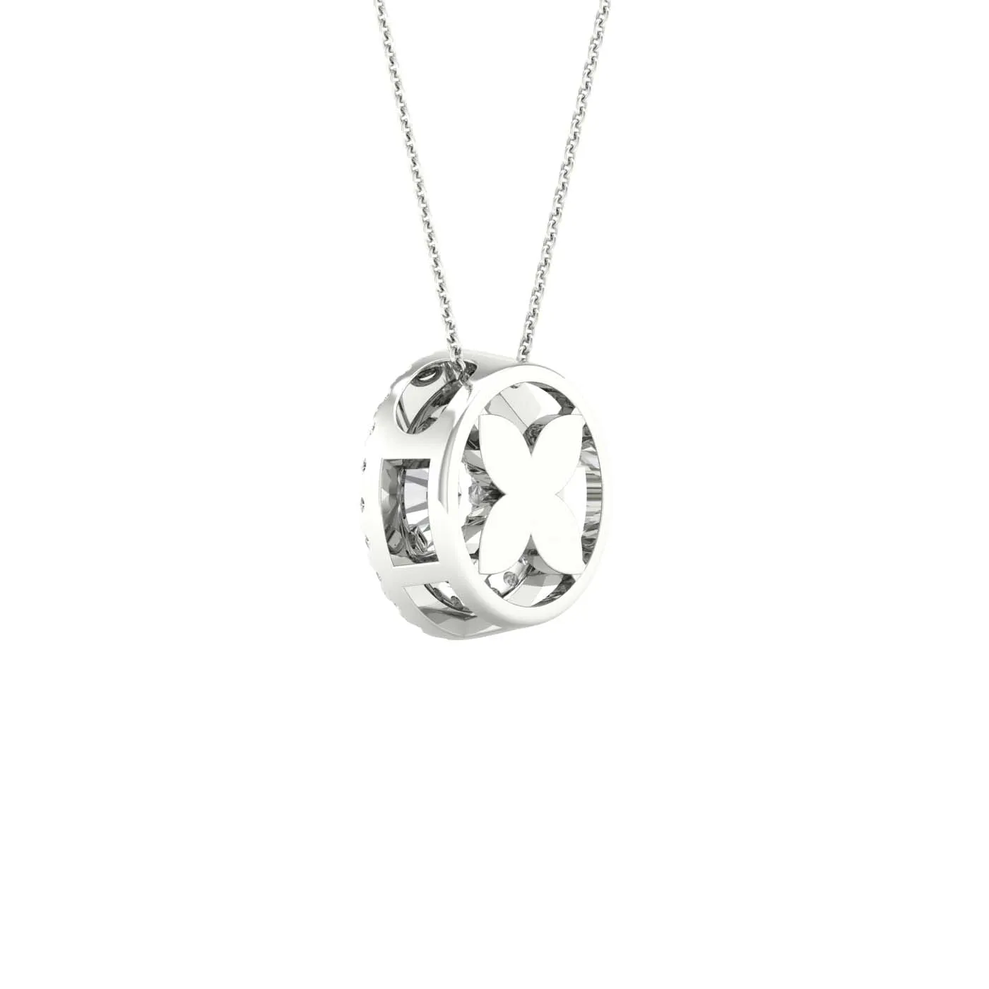 Round Double Halo Diamond Pendant With Chain Included