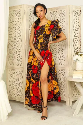 SANDRA African Print Maxi Dress