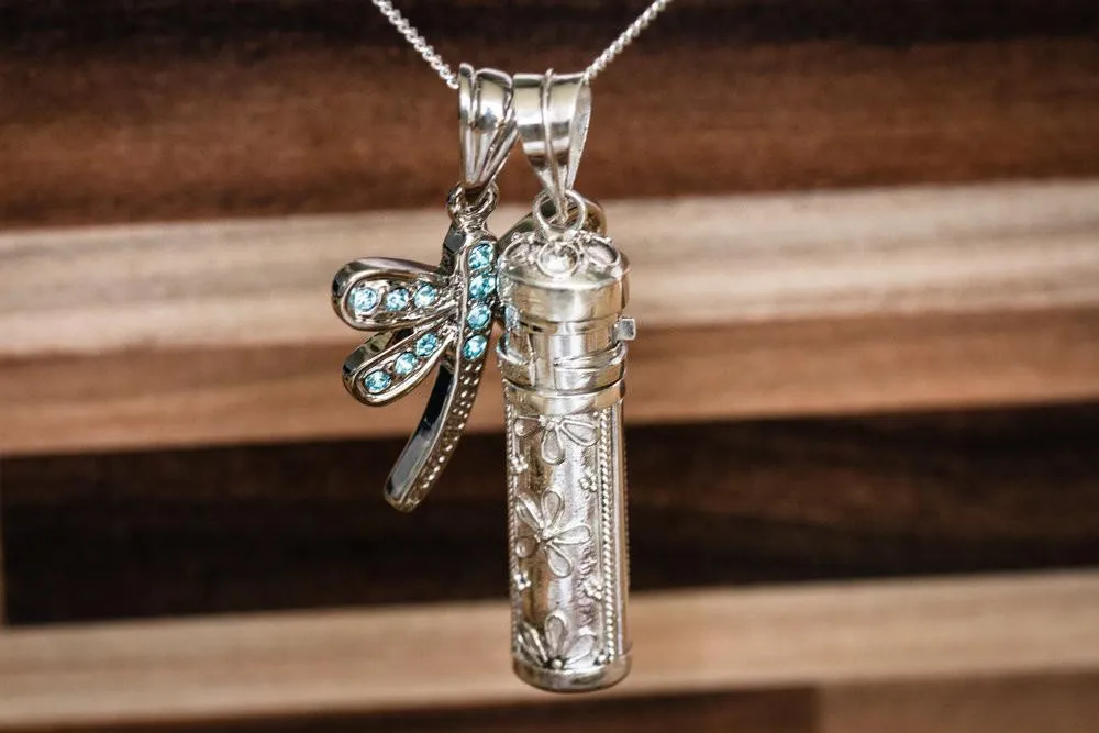 Sterling Silver Daisy and Dragonfly Sympathy Necklace