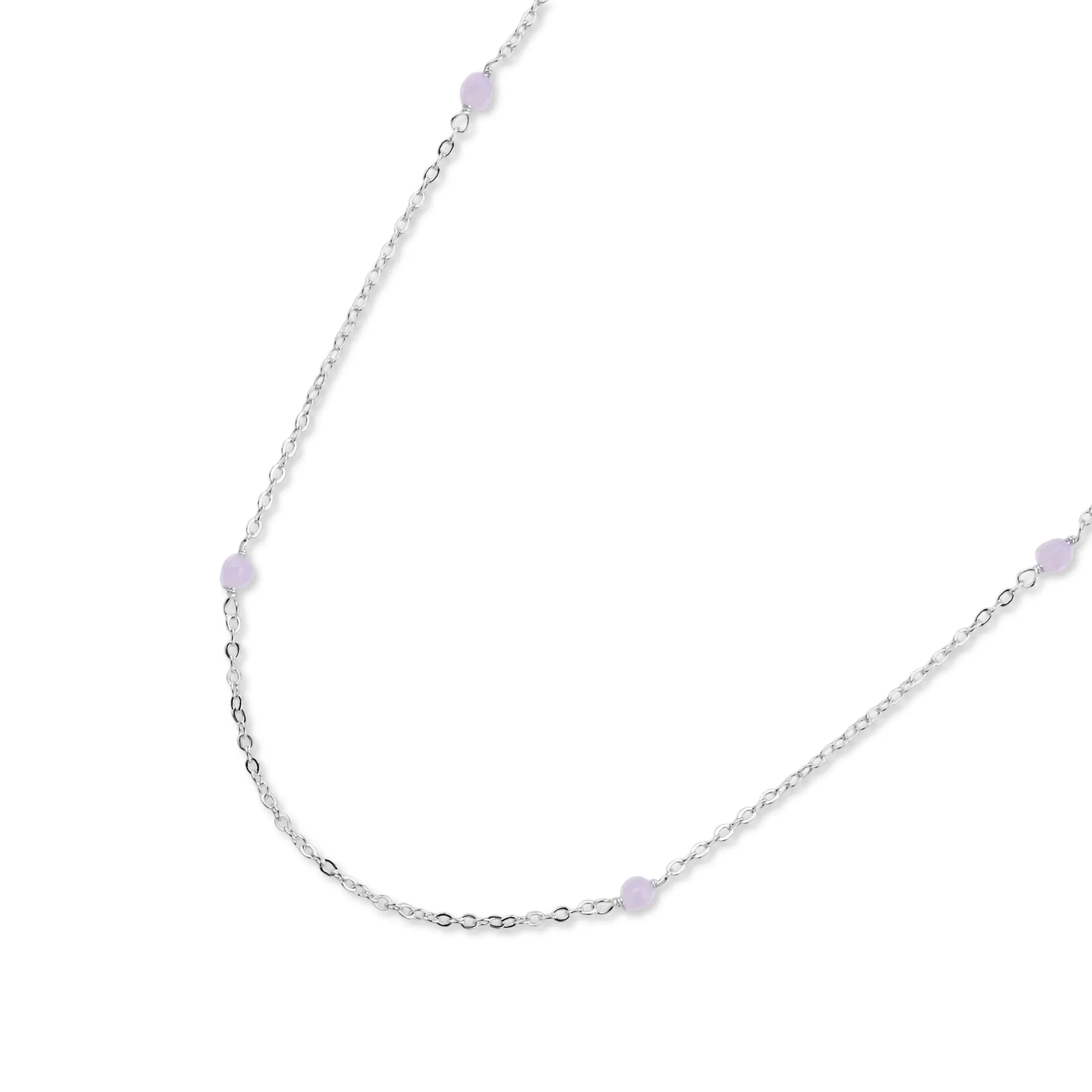 Sterling Silver Plated Longline Rose Quartz Necklace