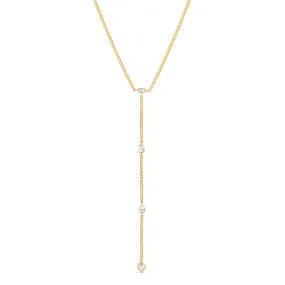 Thin Cuban Mixed Shape Topaz Lariat Necklace